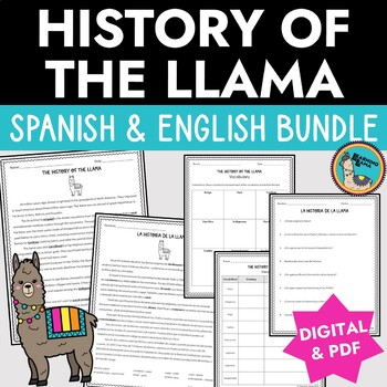 Preview of History of Llama Reading Bundle in Spanish & English