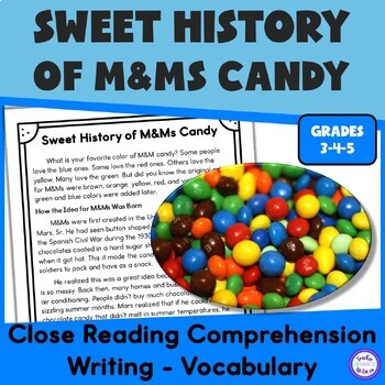 Preview of History of M&Ms Close Reading Comprehension Text Annotation Summary Writing