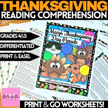 Preview of History of Macy’s Thanksgiving Day Parade Reading Comprehension Worksheets