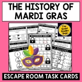 History of Mardi Gras Escape Room - Task Cards - Reading C