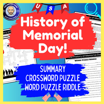 Preview of History of Memorial Day Close Reading, Crossword, and Word Puzzle Activity!
