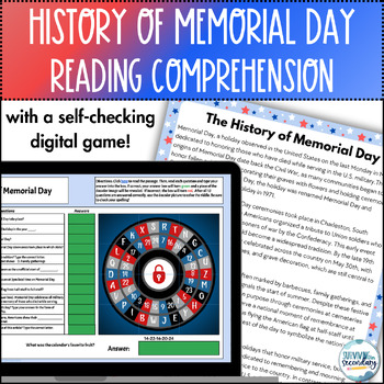 Preview of History of Memorial Day Reading Comprehension & Game - Middle & High School