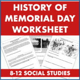 History of Memorial Day Worksheet: Reading + Cartoons - Di