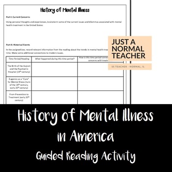 Preview of History of Mental Heath in America Reading Activity