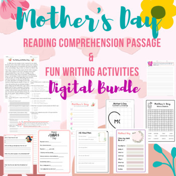 Mother's Day History Synonyms Antonyms Passage with Worksheets