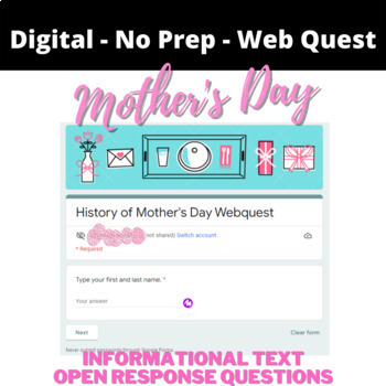Preview of History of Mother's Day Web Quest - Internet Activity - No Prep