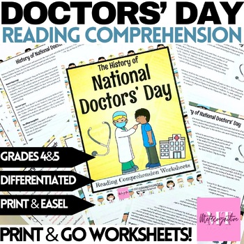 Preview of History of National Doctors' Day Reading Comprehension Worksheets