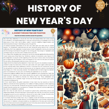 Preview of History of New Years Day Reading Comprehension Worksheet