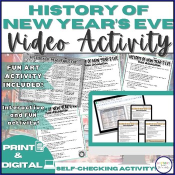 Preview of History of New Year's Eve|Video Activity & Resolutions Craft - Print and Digital