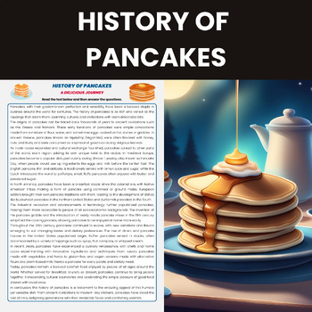 Preview of History of Pancakes Reading Comprehension | History of Food