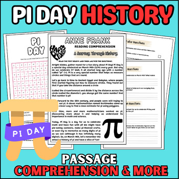 Preview of History of Pi Day Reading Comprehension Informational Text | Pi Day Word Search