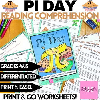 Preview of History of Pi Day Reading Comprehension Worksheets