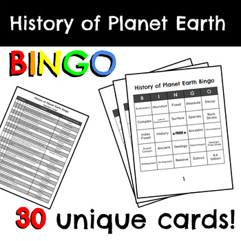 Preview of History of Planet Earth BINGO - NO PREP