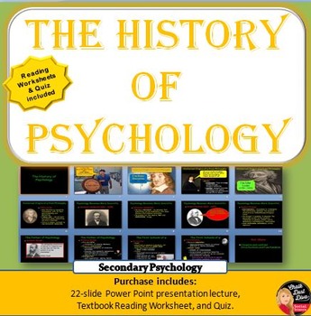 Preview of History of Psychology Lecture Presentation| worksheet | Quiz | Note Template