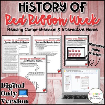 Preview of History of Red Ribbon Week - Reading Comprehension & Game - Digital