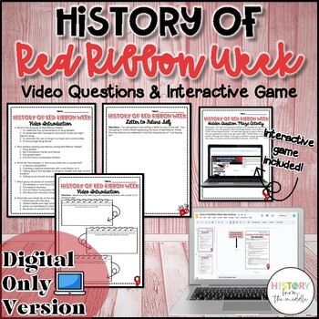 Preview of History of Red Ribbon Week - Video Questions & Game - Digital