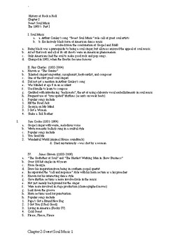 Preview of History of Rock, Chapter 2: Soul Music Outline, Study Packet and Song List