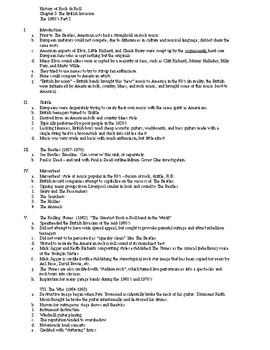 Preview of History of Rock, Chapter 3: 1960s and the British Invasion Outline, Study Guide
