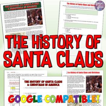 Preview of History of Santa Claus and Christmas in America Reading Activity