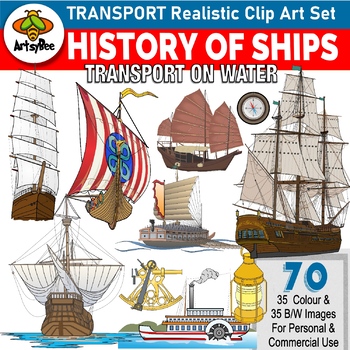Preview of History of Ships Clipart Set of 72 images