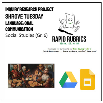 Preview of History of Shrove Tuesday - Language - Presentation Prompts Rapid Rubrics