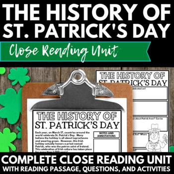 Preview of History of St. Patrick's Day Close Reading Passages - Close Reading Strategies