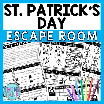 Preview of History of St. Patrick's Day Escape Room - Task Cards - Reading Comprehension