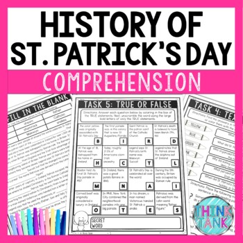 Preview of History of St. Patrick's Day Reading Comprehension Challenge - Close Reading