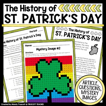 Preview of History of St. Patrick's Day Reading Comprehension, Questions & Color-by-Code