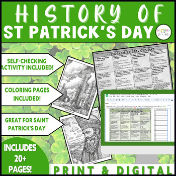 Preview of History of Saint Patrick's Day | Video & Coloring Activity - Print & Digital