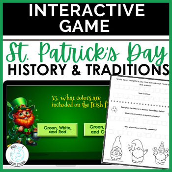 Preview of History of St. Patrick's Day interactive trivia game: March activities