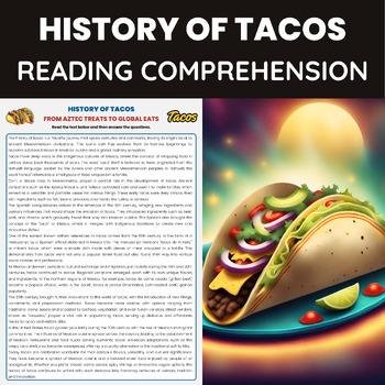 Preview of History of Tacos Reading Comprehension | History of Food | Mexican Cuisine