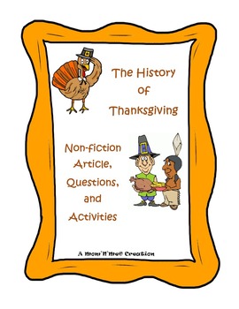Preview of History of Thanksgiving Article and Activities