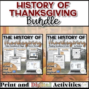 Preview of History of Thanksgiving BUNDLE|Video,Reading,Art, Color- Print and Digital