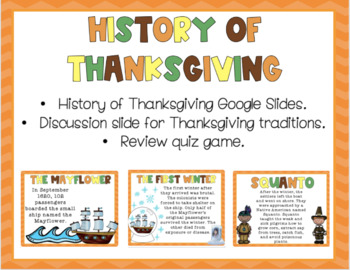 Preview of History of Thanksgiving-- Google Slides Presentation