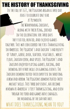 Preview of History of Thanksgiving Poster