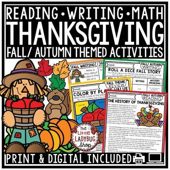 Preview of History of Thanksgiving Thankful Fall Writing Prompts November Reading Activity