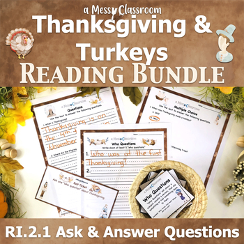 Preview of History of Thanksgiving & Turkeys Nonfiction Bundle RI.2.1 Ask & Answer Question