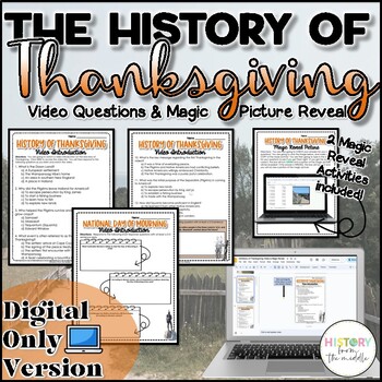 Preview of History of Thanksgiving|Video Questions & MagicArt - Digital