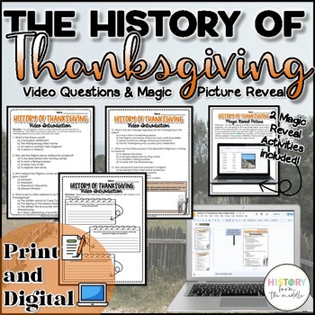 Preview of History of Thanksgiving|Video Questions & MagicArt - Print & Digital