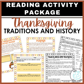 Preview of History of Thanksgiving for social studies: reading comprehension and passages