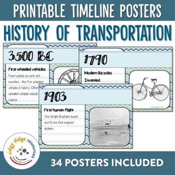 Preview of History of Transportation Timeline Classroom Posters