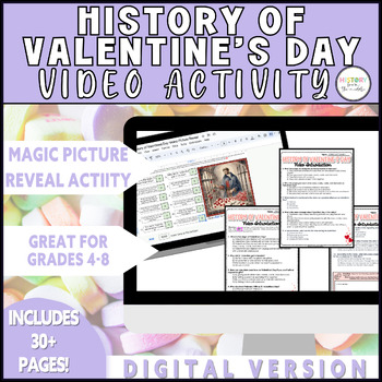Preview of History of Valentine Video Activity|Magic Picture Reveal  - Digital Version