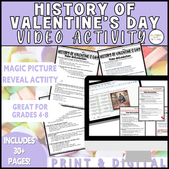 Preview of History of Valentine Video Activity|Magic Picture Reveal  - Print & Digital