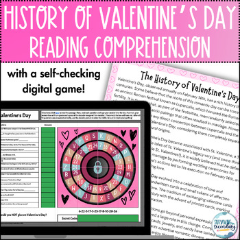 Preview of History of Valentine's Day Reading Comprehension & Game - Middle & High School