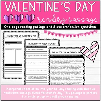History of Valentine's Day Reading Comprehension Passage ...
