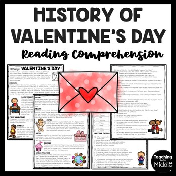 Preview of History of Valentine's Day Reading Comprehension Worksheet February Holiday