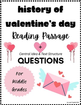 Preview of History of Valentine's Day Reading Passage + Main Idea and Structure Questions