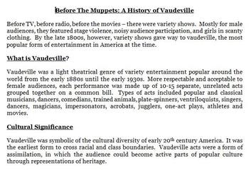 Preview of History of Vaudeville