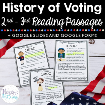 Preview of History of Voting - Nonfiction Reading Passages & Comprehension + Google
